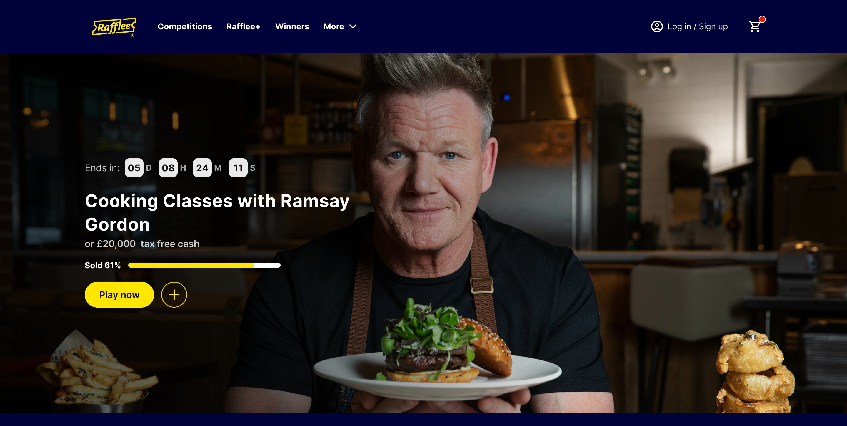 Rafflee homepage with a featured competition